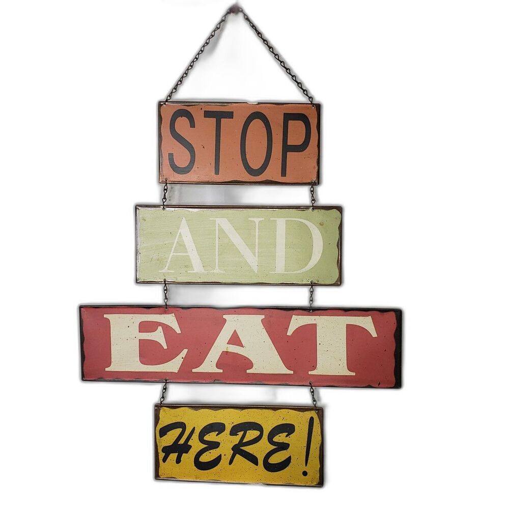 Kitchen Diner Tin Sign Metal Wall Retro Decor Outdoor Indoor STOP AND EAT HERE